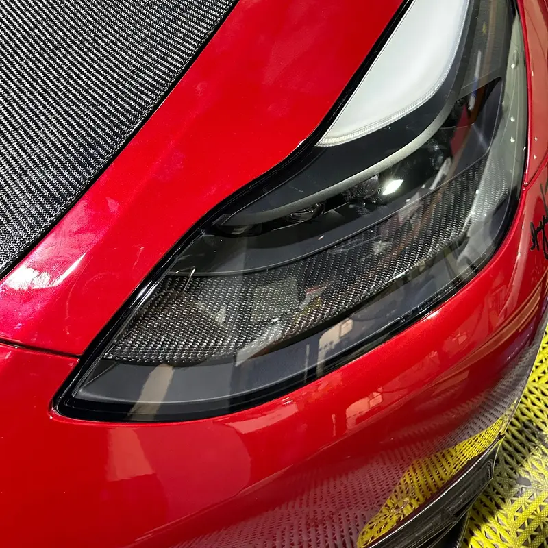 Tesla Model 3 & Model Y Pre-Preg Carbon Fibre Headlight Trims 17-23 1