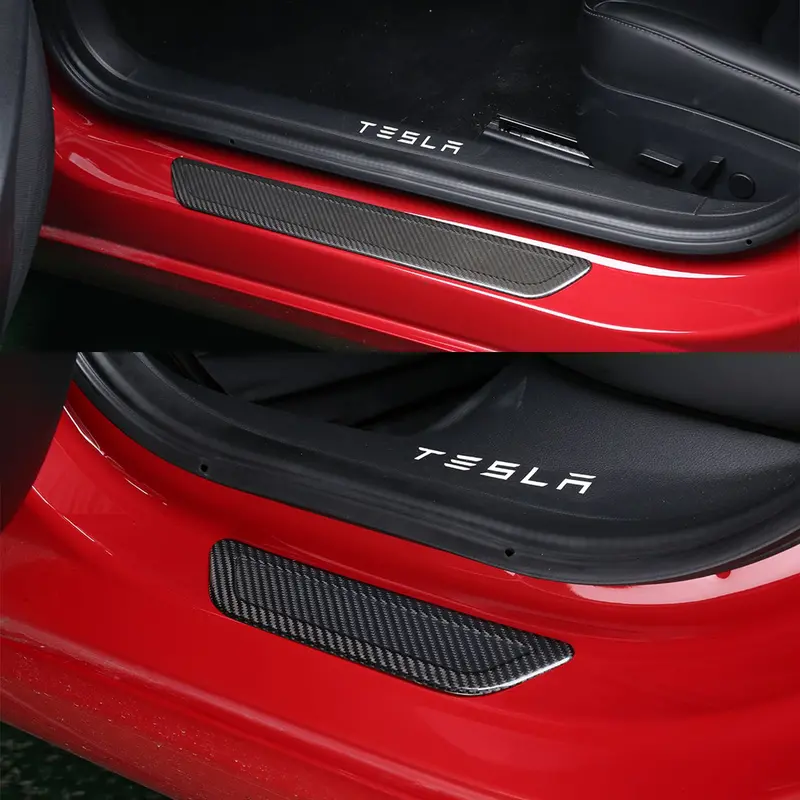 Tesla Model 3 & Model Y Pre-Preg Carbon Fibre Interior Door Trim Covers 17-23 1
