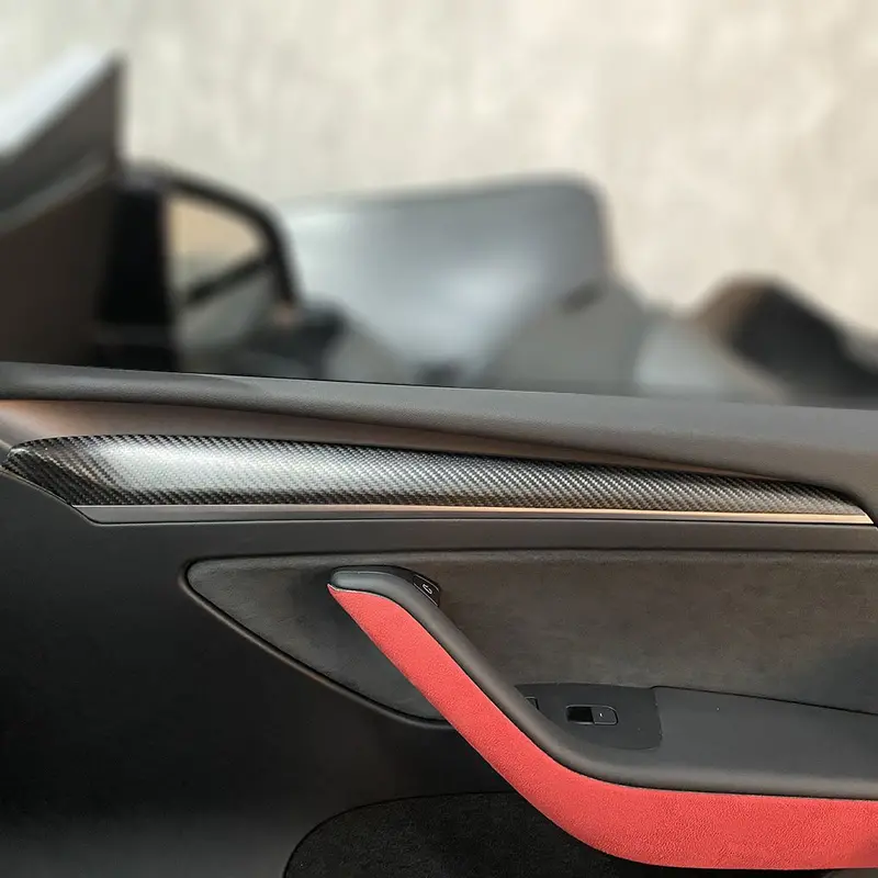 Tesla Model 3 & Model Y Pre-Preg Carbon Fibre Interior Door Trims 21-23 1