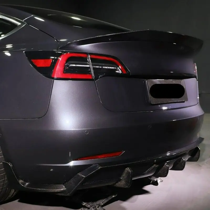 Tesla Model 3 V Style Carbon Fibre 3 Pieces Rear Diffuser 16-Present 1