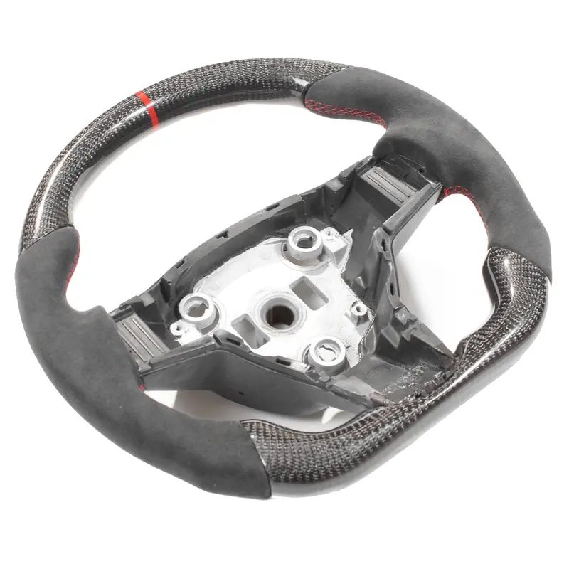Tesla Model 3 & Y Carbon Fibre / Alcantara Flat Bottom Steering Wheel 1