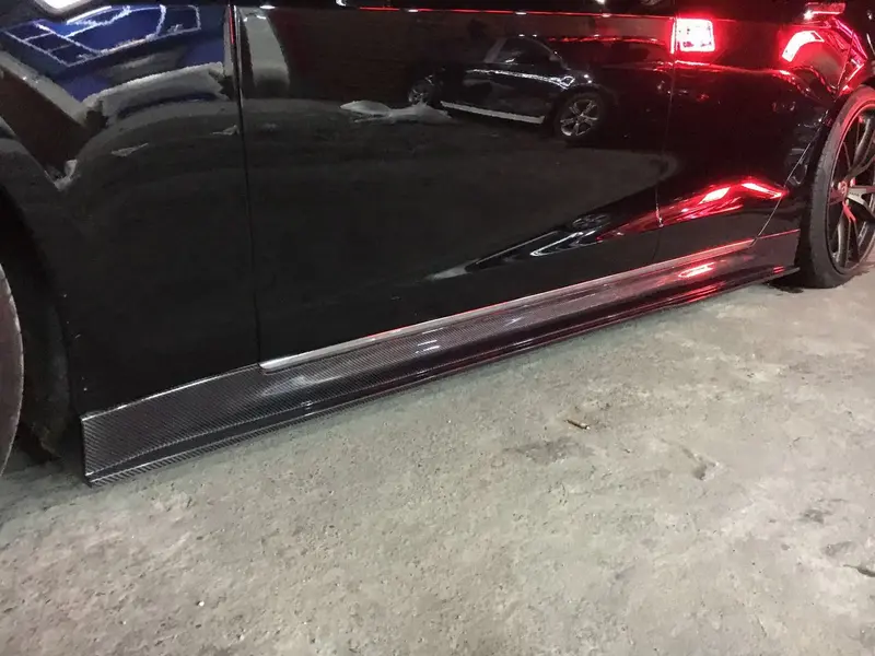 Tesla Model S V Style Carbon Fibre Side Skirts 13-17 1