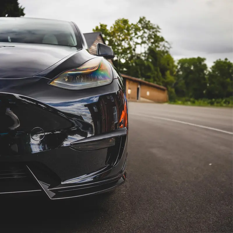 Tesla Model Y Competition Style Gloss Black Front Bumper Trims 19-22 1