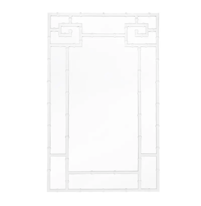 Tessa Cerused Oak Greek Key Wall Mirror W/ Bamboo Detail 2