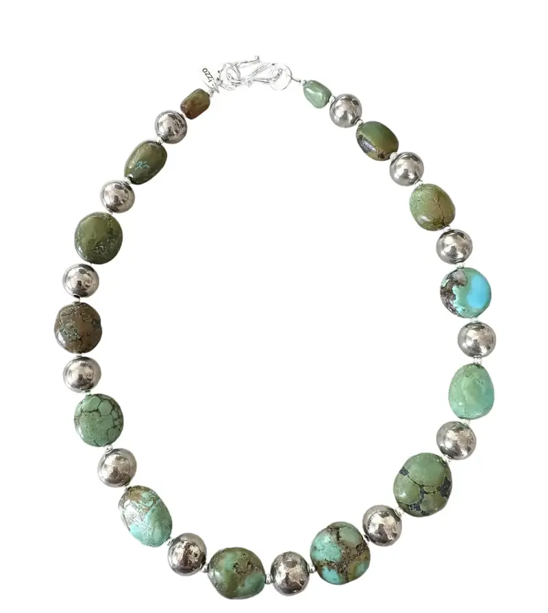 Tibetan Turquoise And Silver Beaded Necklace - Designed By Matthew Izzo 1