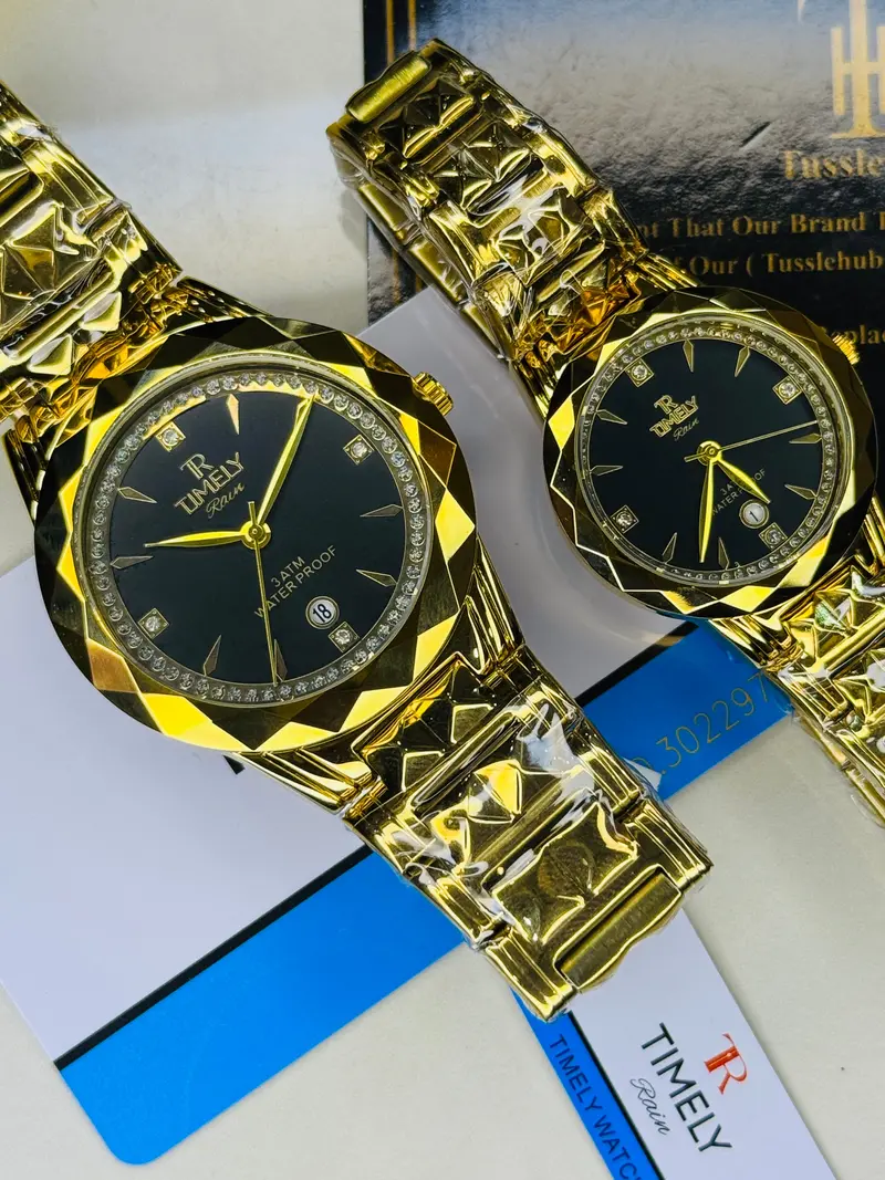 Timely Gold Black Couple Watch 2