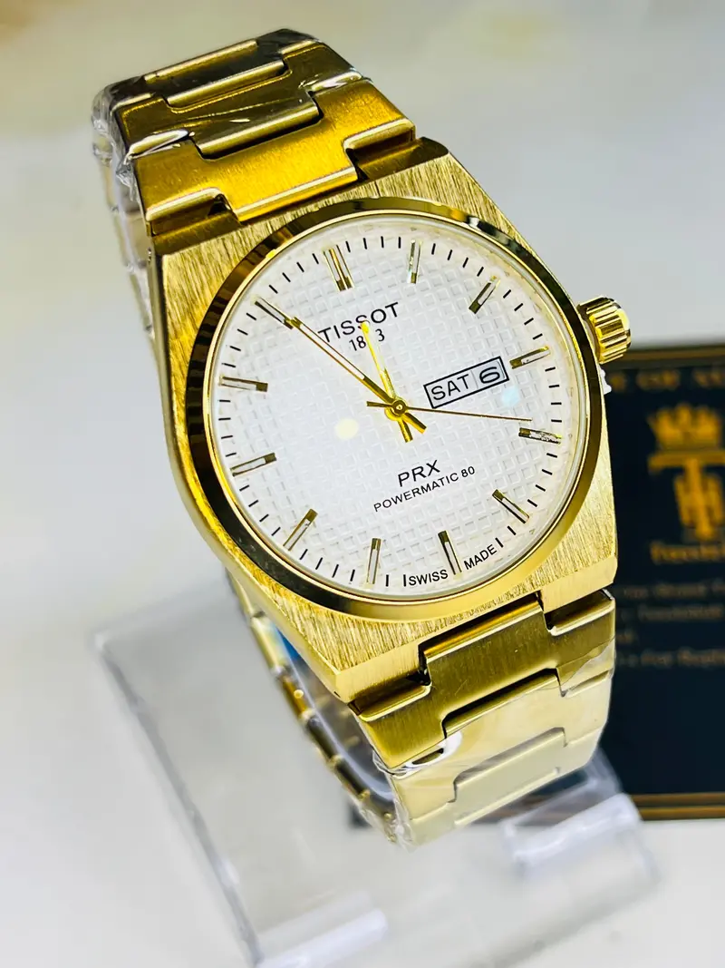 Tissot Prx Gold With White Textured Dial Watch 1