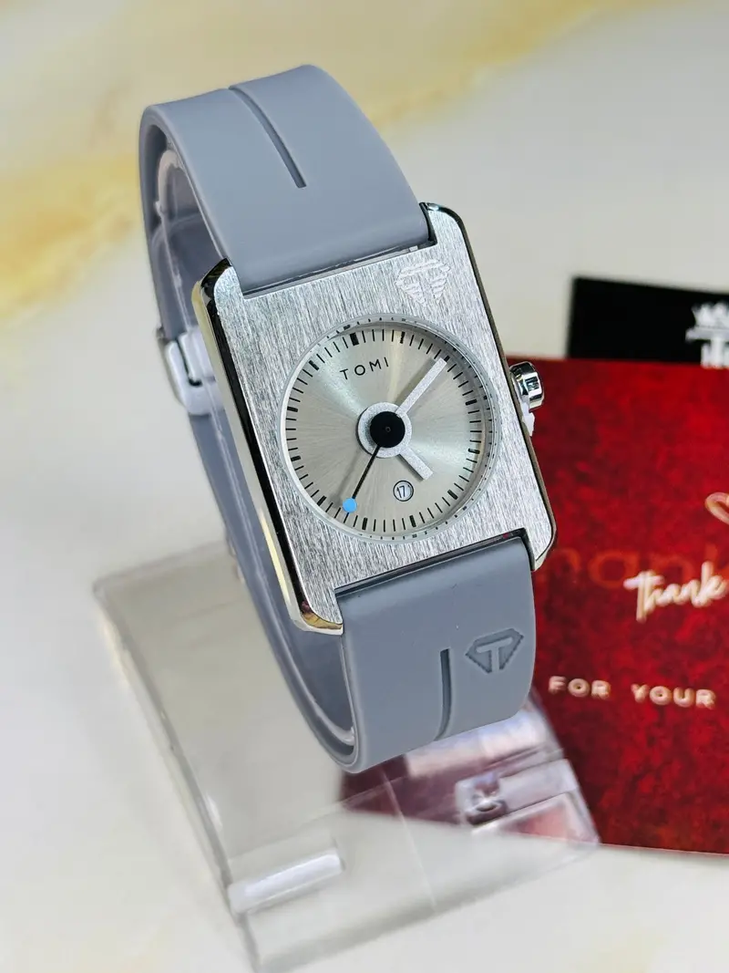 Tomi Ash Grey Tank Magnetic Strap Watch 1