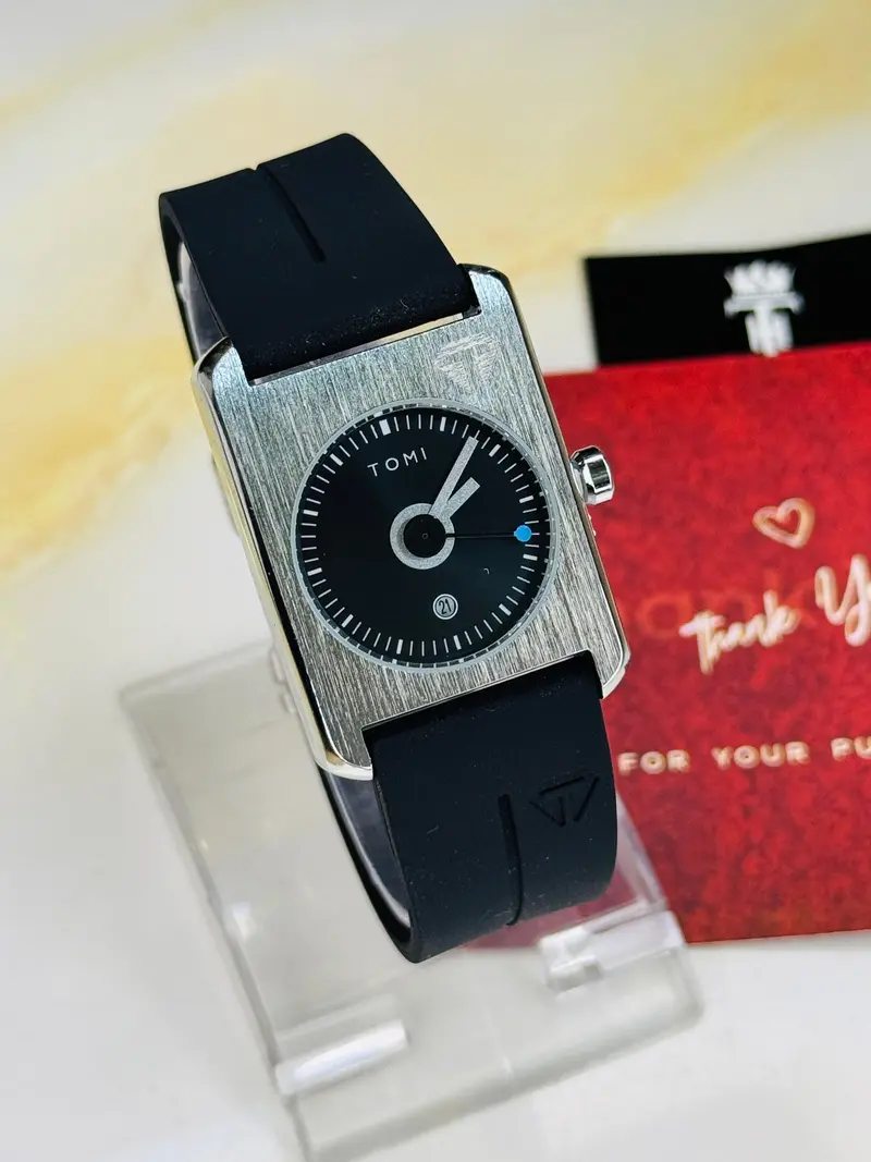 Tomi Black Silver Tank Magnetic Strap Watch 1