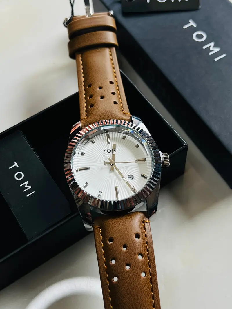 Tomi Brown Silver Jaguar Dial Waterproof 1