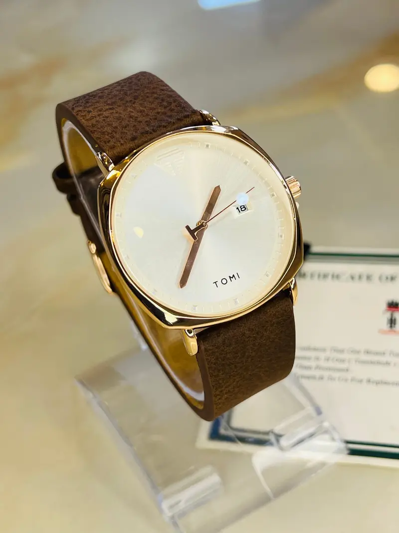 Tomi Brown White Sleek Dial Watch 1