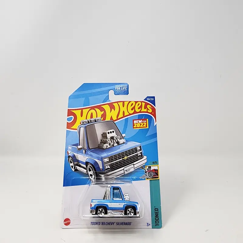 Toon'd '83 Chevy Silverado #104 * Blue/White * 2022 Hot Wheels 1