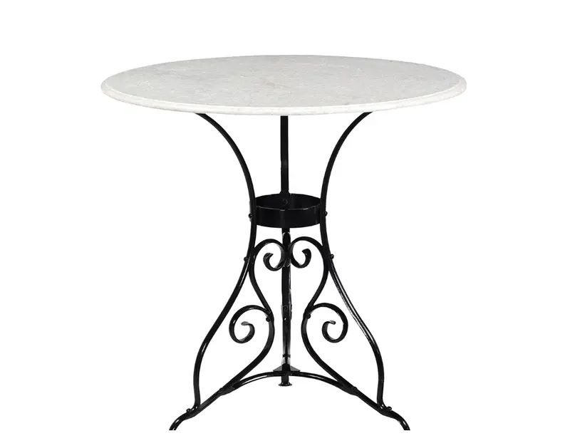 Torino 30" Round Indoor/Outdoor Marble & Black Gloss Iron Café Table - Matthew Izzo Collection 1
