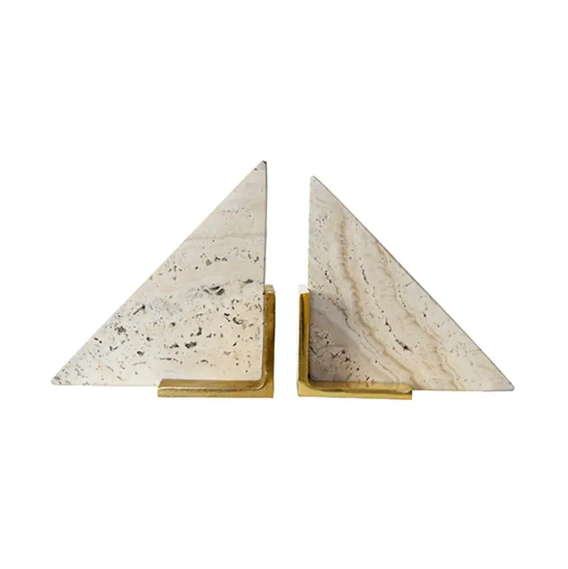 Trio Travertine Marble Bookends 1