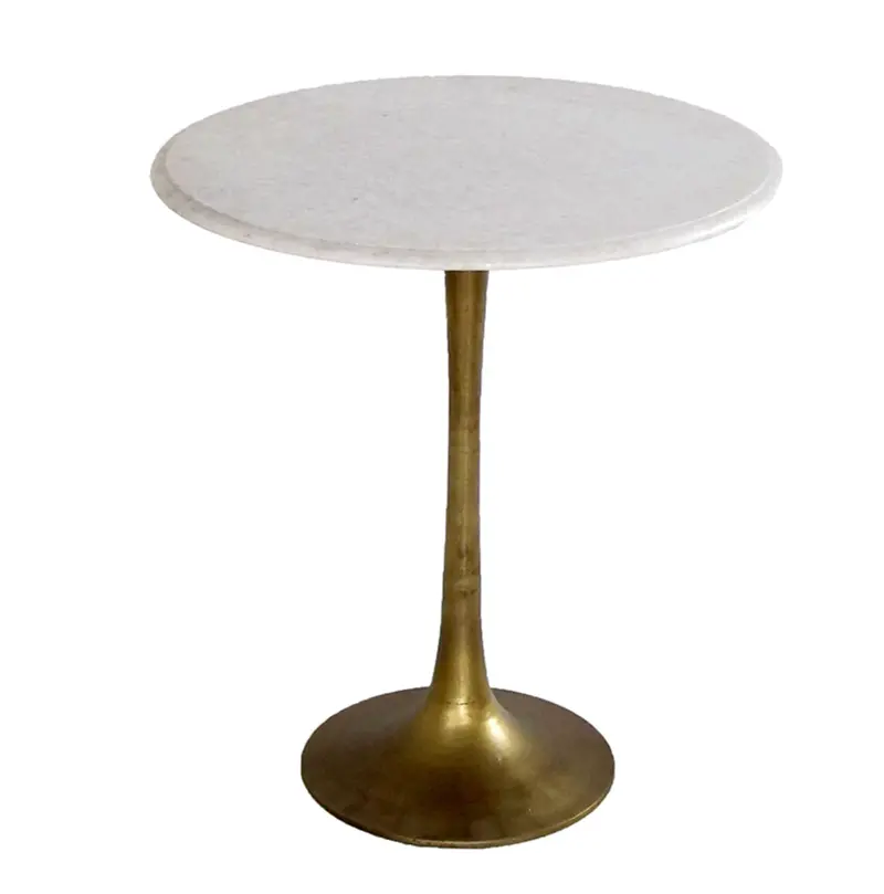 Tulip Marble & Brass 22" Round Side Table - Matthew Izzo Collection 1