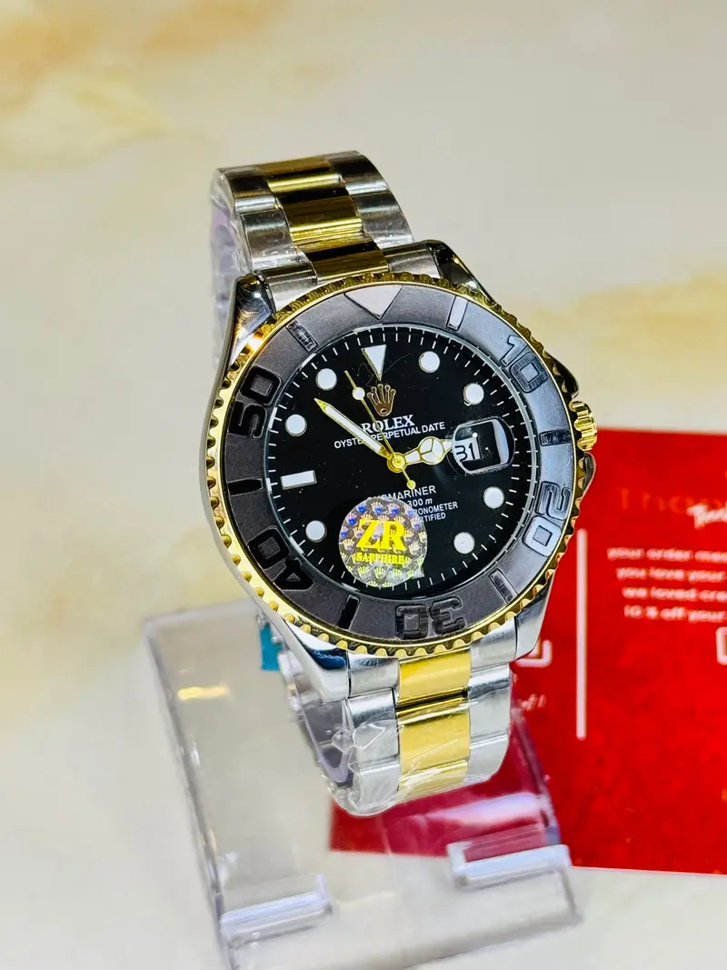 Two Tone Black Chain Yatchmaster Watch 1
