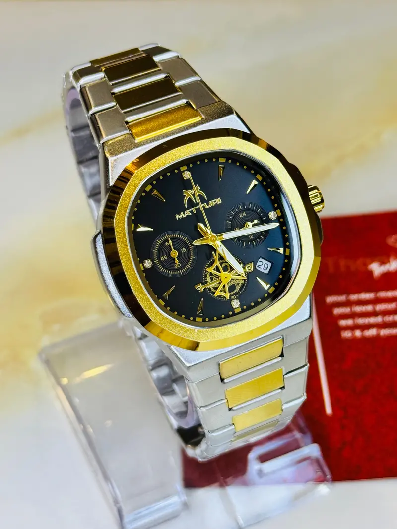 Two Tone Black Matturi Chronograph Nautilus Watch 1