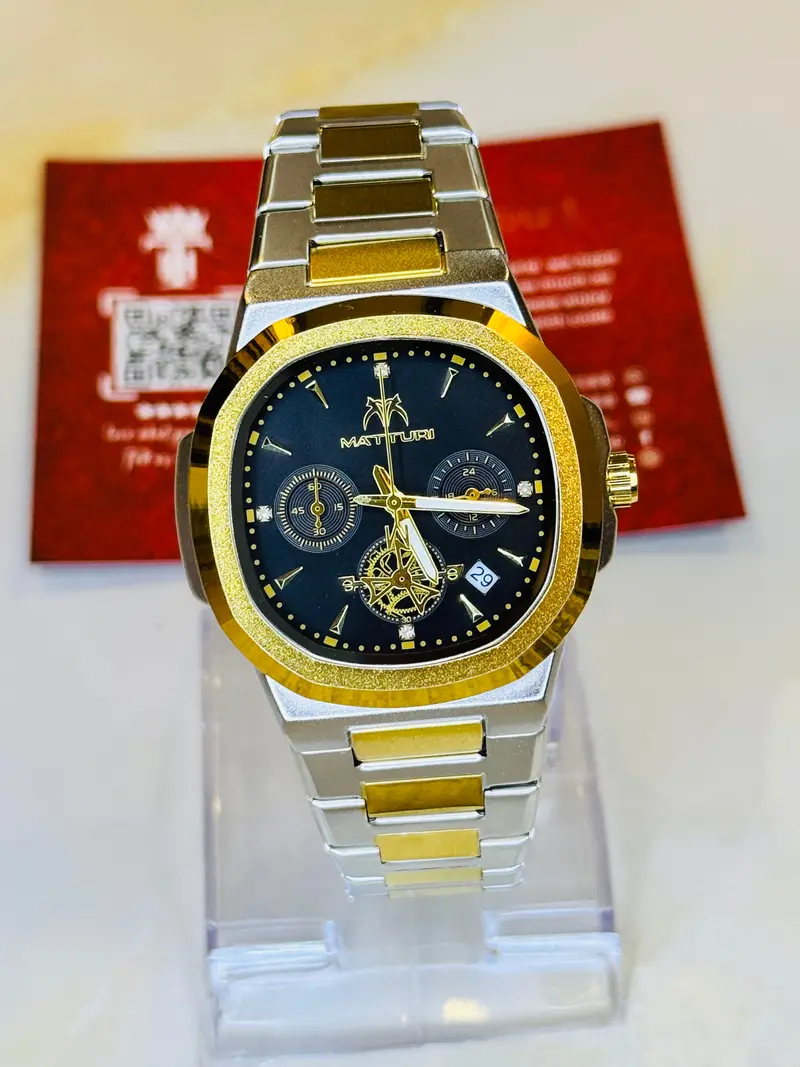 Two Tone Black Matturi Chronograph Nautilus Watch 2
