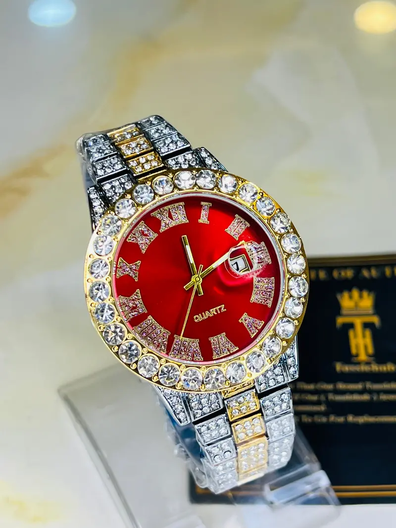 Two Tone Blood Unisex Iced Out Watch 1