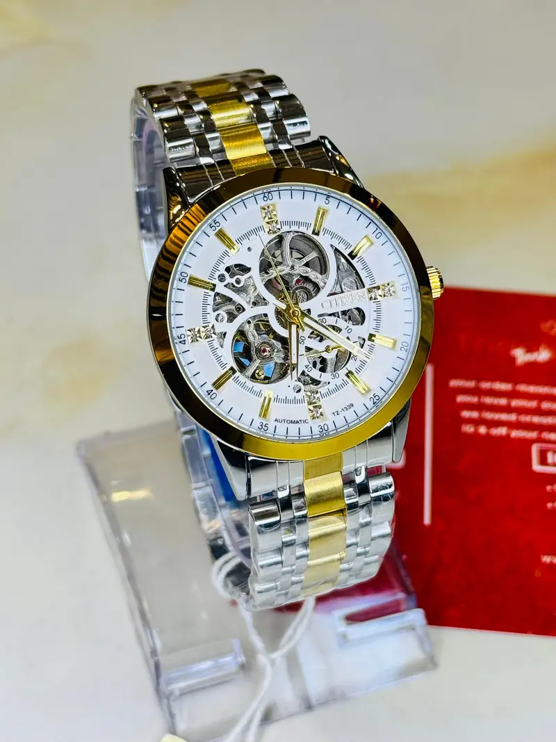 Two Tone White Citizen Skeleton Automatic Watch 1