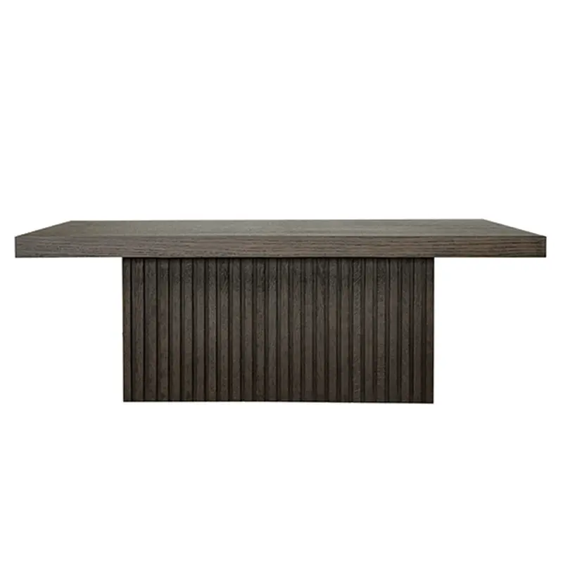 Tyson Slatted Oak Pedestal Coffee Table - Espresso Or Natural Oak 1