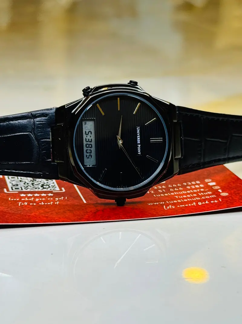 Universe Point Leather Dual Time Watch 3
