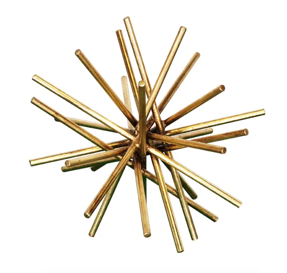 Urchin Asterisk Sculpture – Gold or Silver Leaf Iron Rod Design
