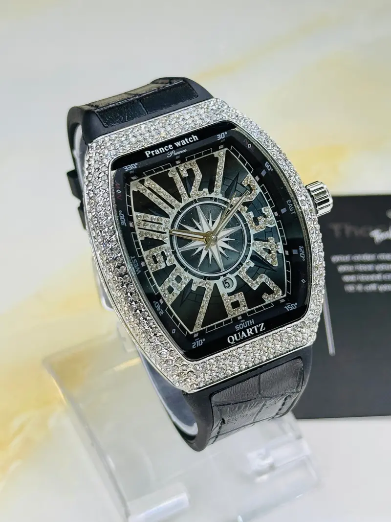 Vanguard Black Silver Iced Frank Muller Watch 1