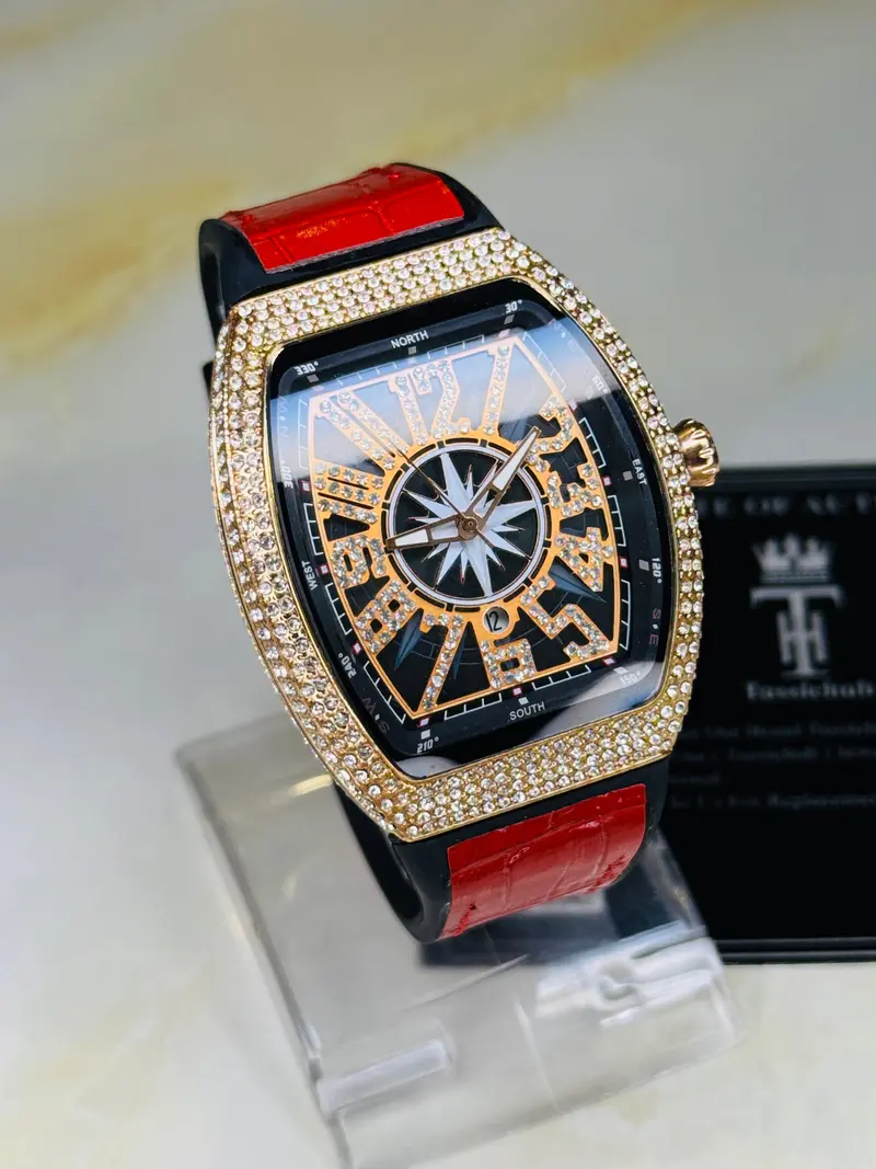 Vanguard Red Rose Gold Iced Frank Muller Watch 1