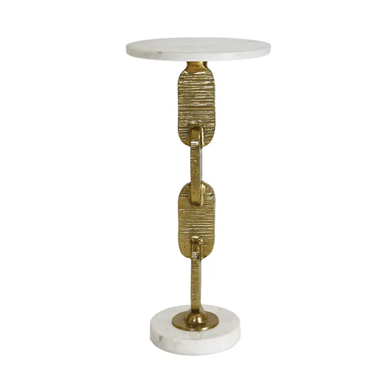 Ventura Hammered Brass & Marble Accent Table 2