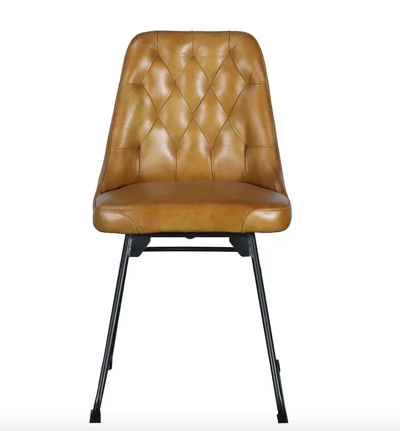 Verona Leather & Iron School Chairs, Set Of 2 - Matthew Izzo Collection 1
