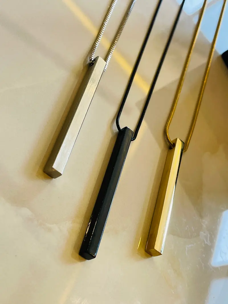 Vertical 4D Bar Pendant Necklace 1