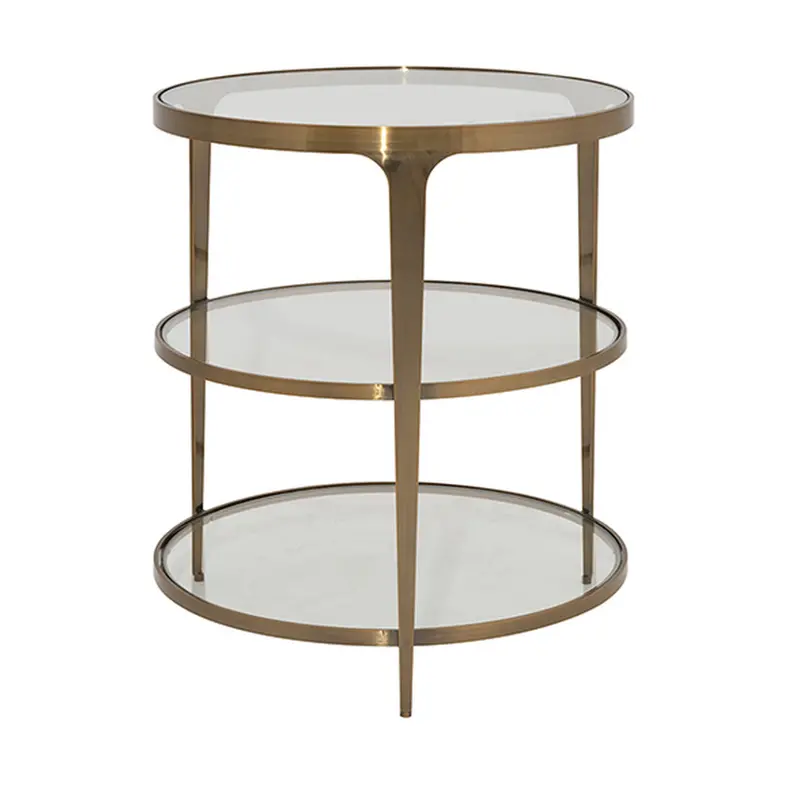 Vienna Three Tier End Table - Glass & Antique Brass 1