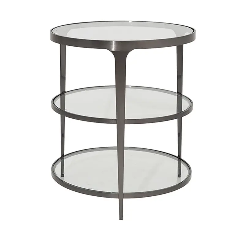 Vienna Three Tier End Table - Glass & Gunmetal 1