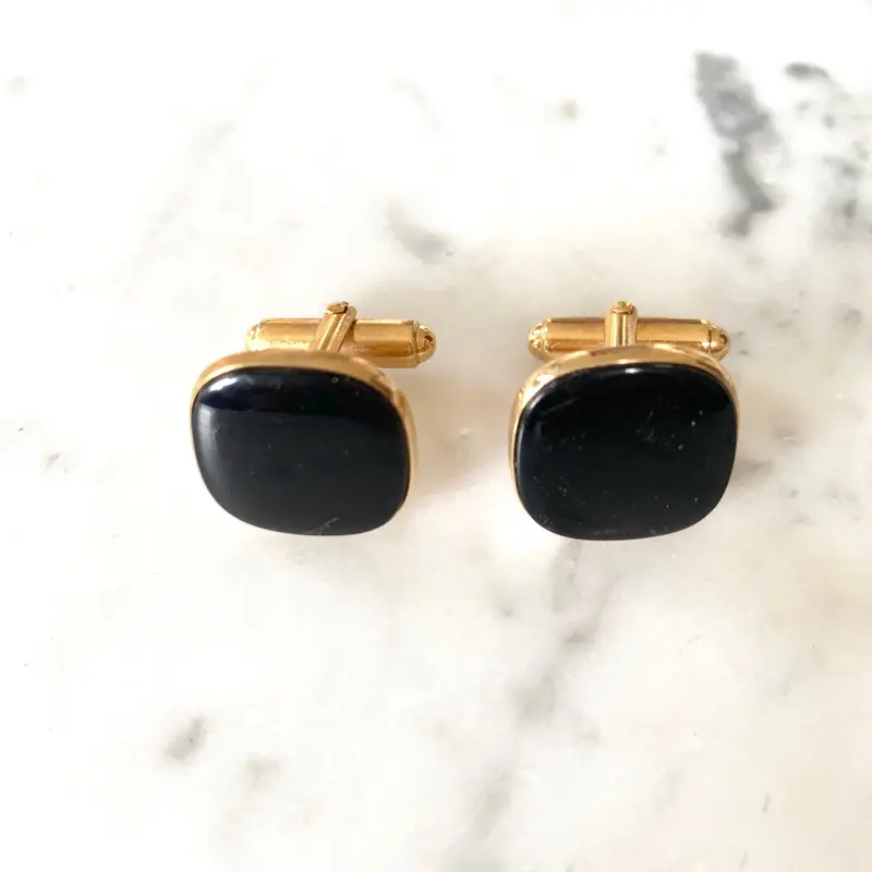 Vintage 1960S Onyx Cufflinks 1