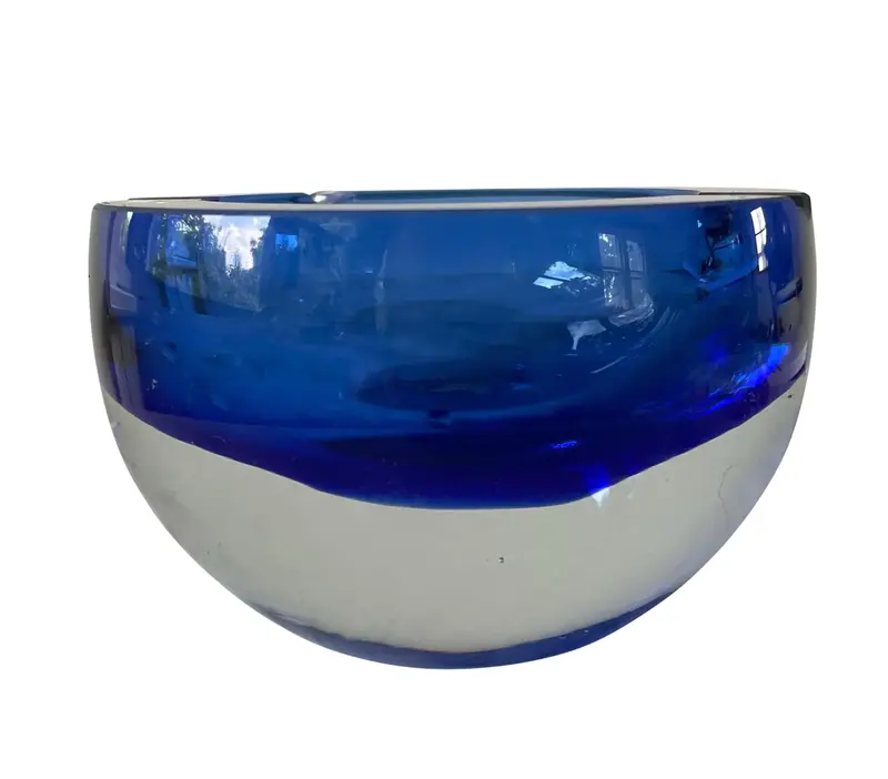 Vintage Blue Sommerso Murano Glass Ashtray 1