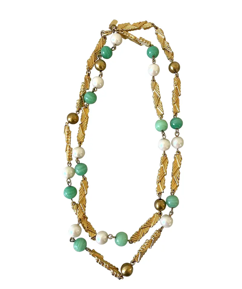 Vintage Kenneth Lane Pearl & Jade Necklace 1