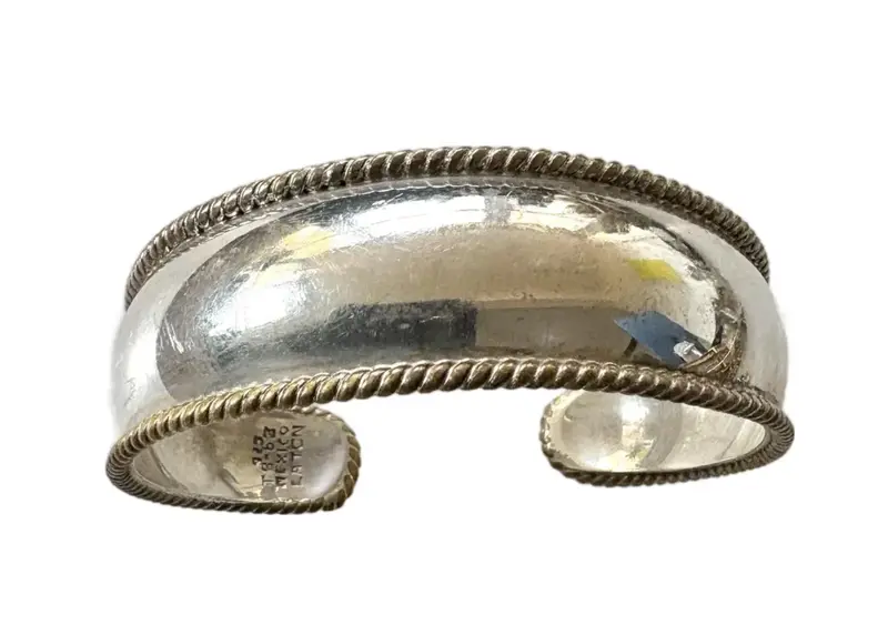 Vintage Laton Taxco Sterling Silver Cuff Bracelet - Made In Mexico 1