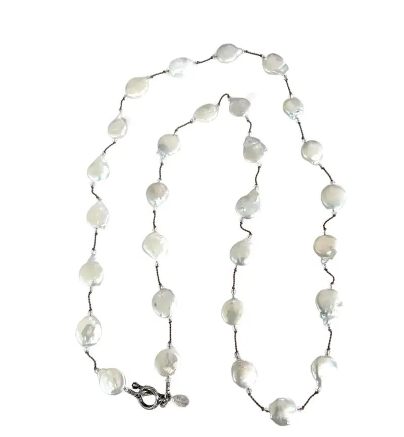 Vintage Margo Morrison Freshwater Pearl, Swarovski Crystal, And Sterling Silver Necklace 1