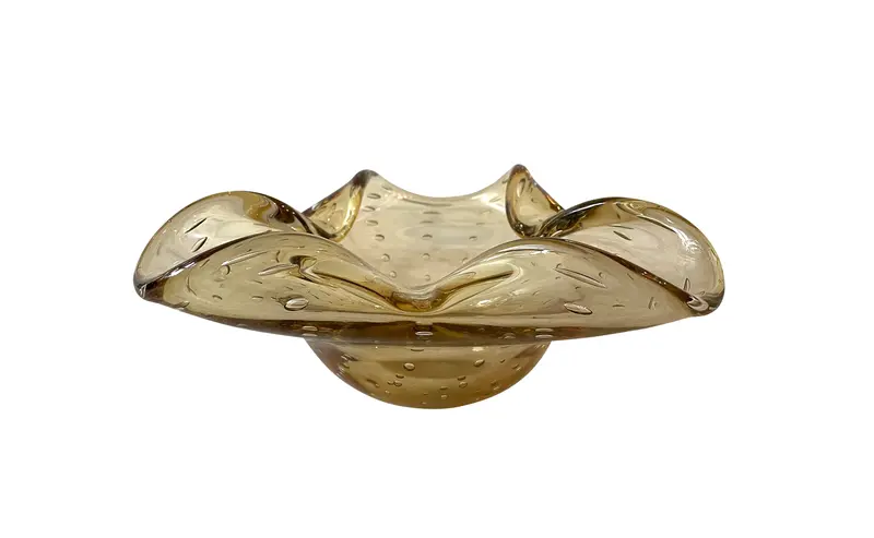 Vintage Mid-Century Modern Smoky Brown Murano Glass Bowl 1