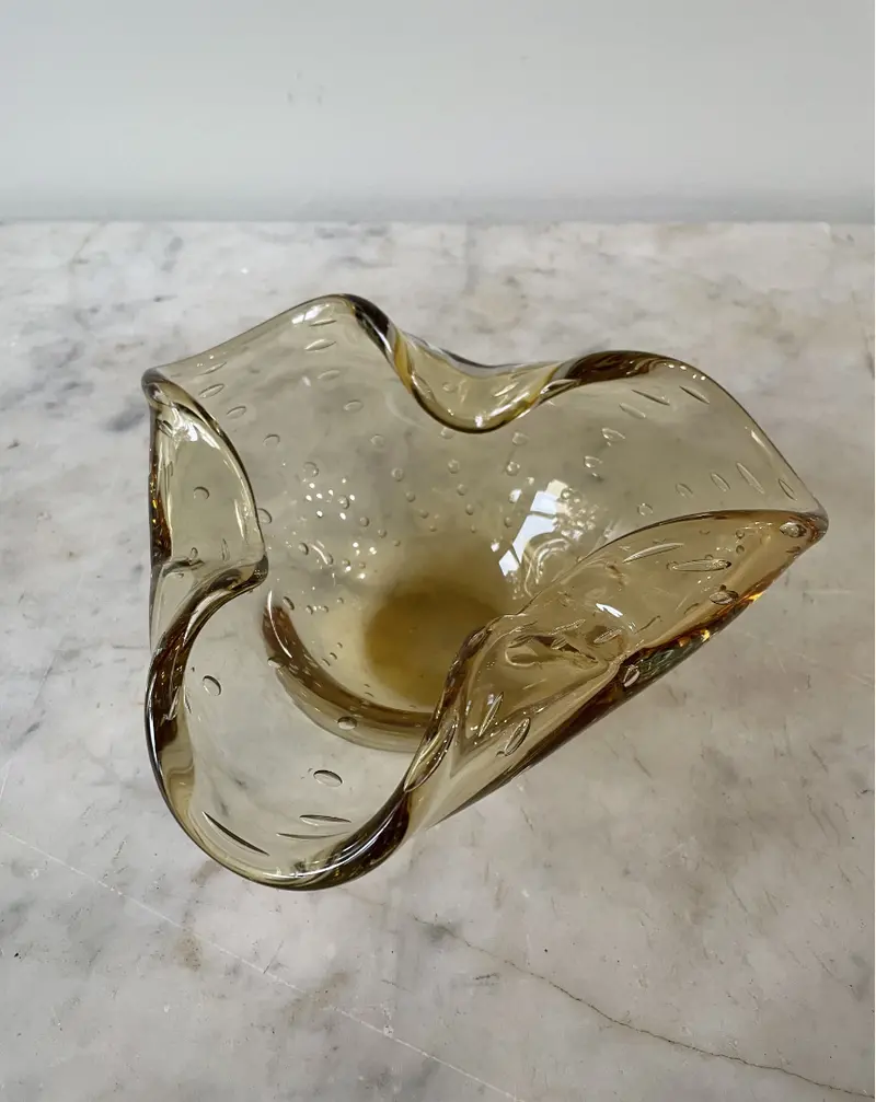 Vintage Mid-Century Modern Smoky Brown Murano Glass Bowl 2