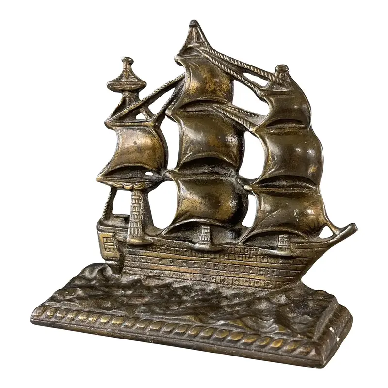 Vintage Sailboat Bookend Brass 1