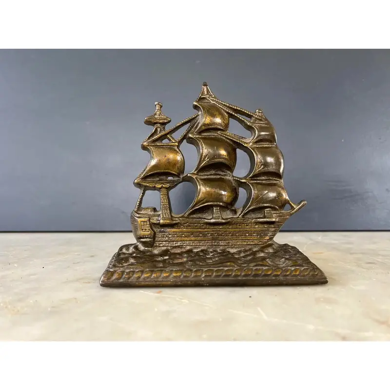 Vintage Sailboat Bookend Brass 2