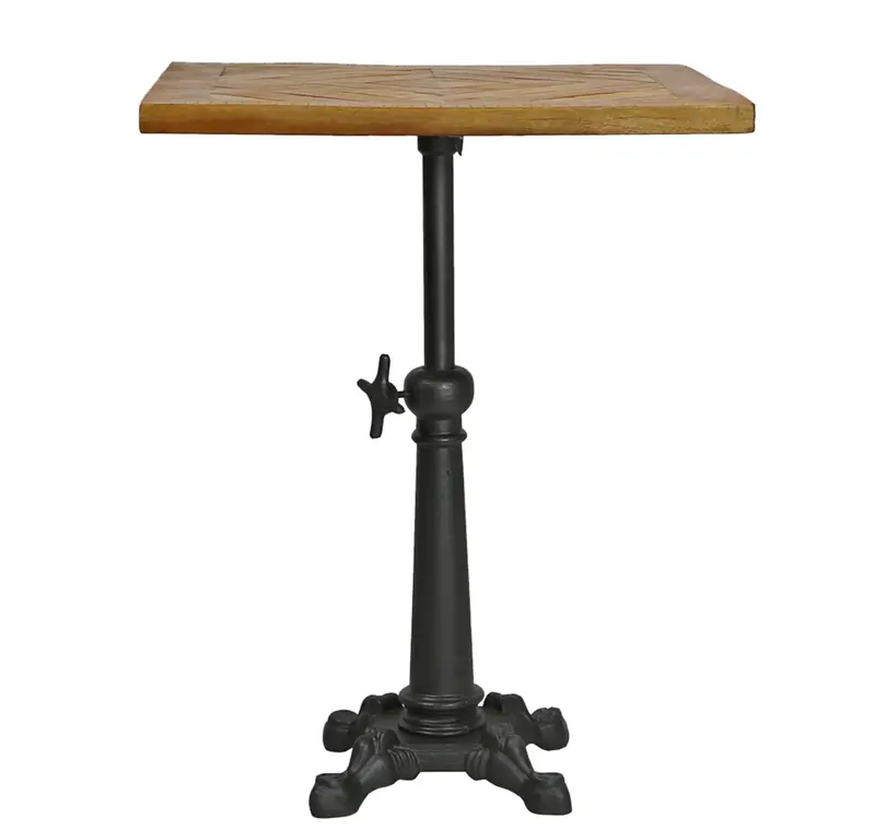 Voltaire 24" Parquet Wood & Iron Café Table - Matthew Izzo Collection 1