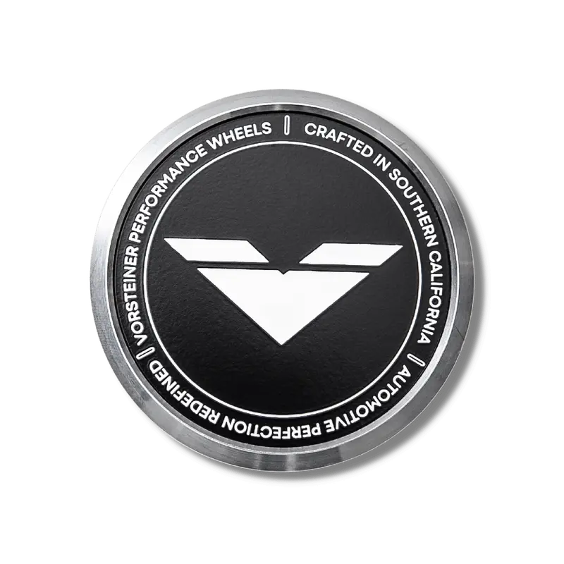 Vorsteiner Aluminum Center Caps - Black With White Logo 1