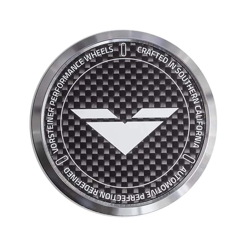 Vorsteiner Wheels Carbon Fiber Aluminum Center Cap - Black With White Logo 1