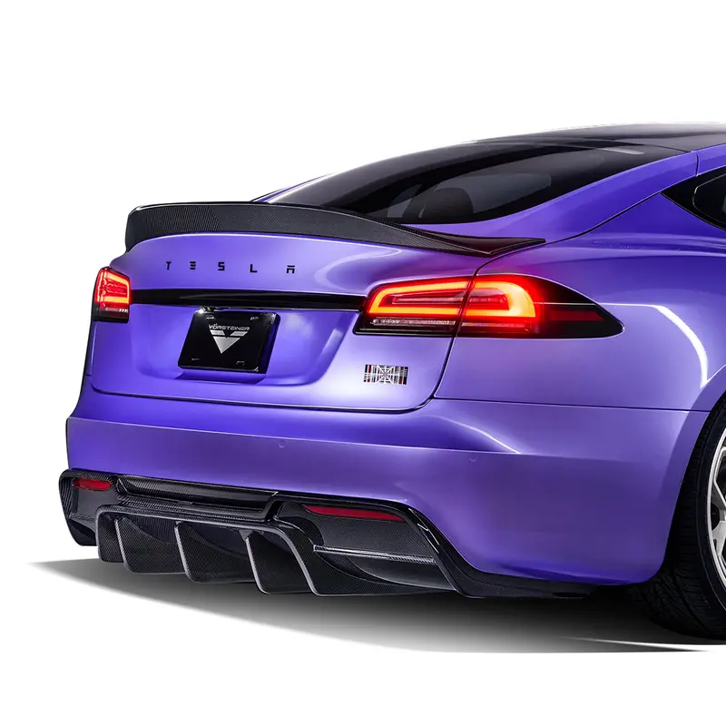 Vrs Tesla Model S Plaid Aero Decklid Spoiler Carbon Fiber Pp 2X2 Glossy (2021-2022 Only) 1