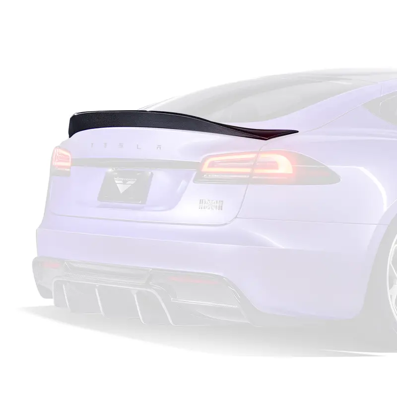 Vrs Tesla Model S Plaid Aero Decklid Spoiler Carbon Fiber Pp 2X2 Glossy (2021-2022 Only) 2