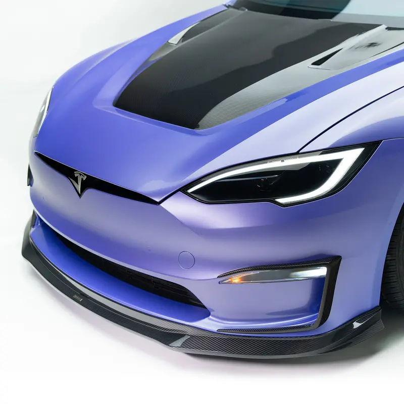 Vrs Tesla Model S Plaid Aero Front Spoiler Carbon Fiber Pp 2X2 Glossy 1