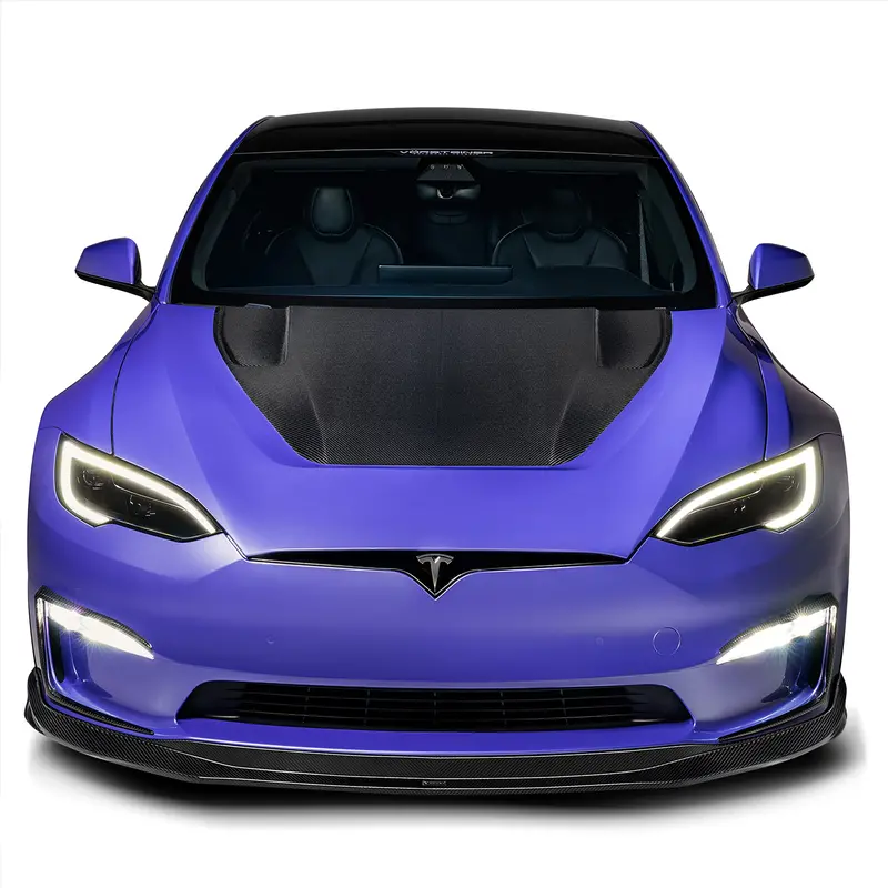 Vrs Tesla Model S Plaid Aero Hood Carbon Fiber Pp 2X2 Glossy 1